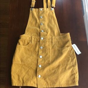 Yellow corduroy button down overalls (brand new)